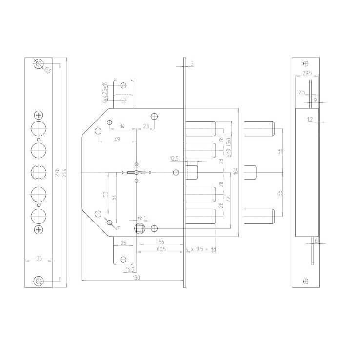 SERRATURA TRIPLICE P/BLIND. 2205D