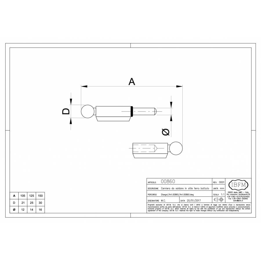 CERNIERA FERRO BATTUTO MM.105