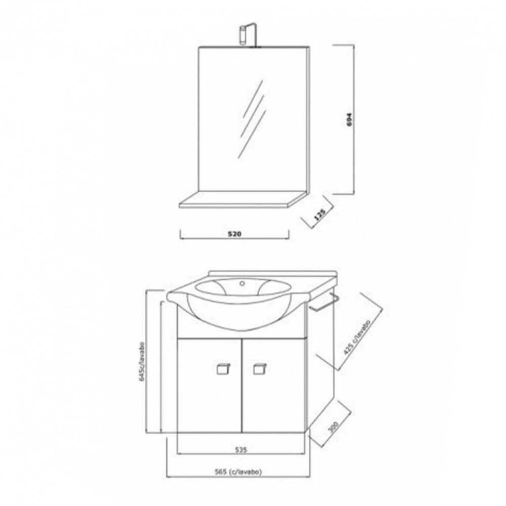 COMPOSIZIONE ZAFFIRO ROVERE GRIGIO CM.55