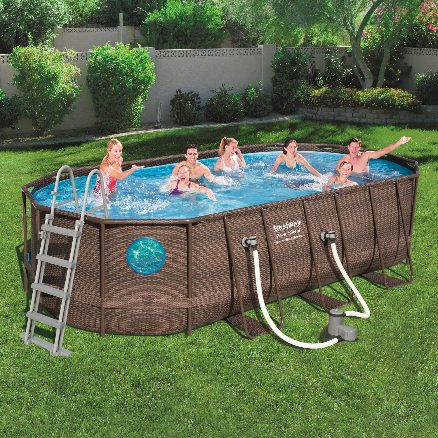 PISCINA RATTAN OVALE D.549X274X122 CON OBLO'