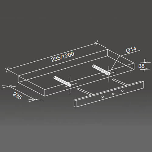 *MENSOLA CM.80X23.5X3.8 CEMENTO