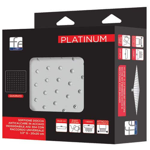 SOFFIONE QUADRATO CM.25 PLATINUM