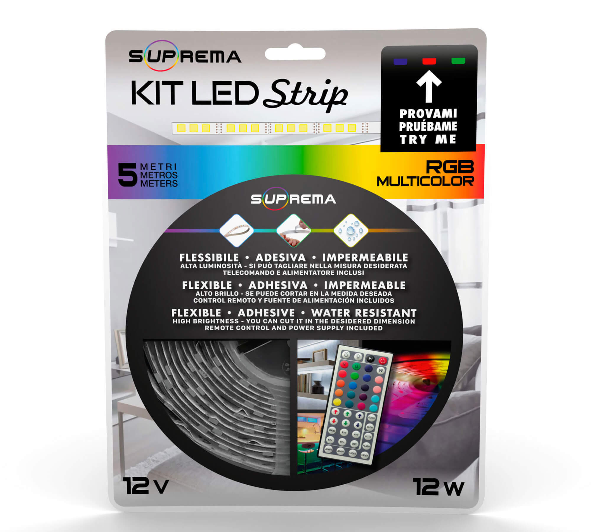 *STRISCIA LED 5M 12W 12V MULTICOLOR