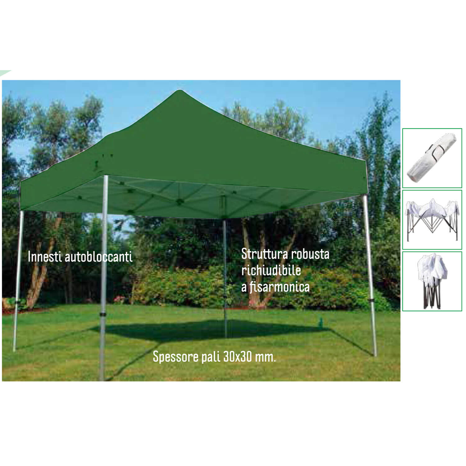 GAZEBO ESTENSIBILE VIETRI MT.3X3 VERDE