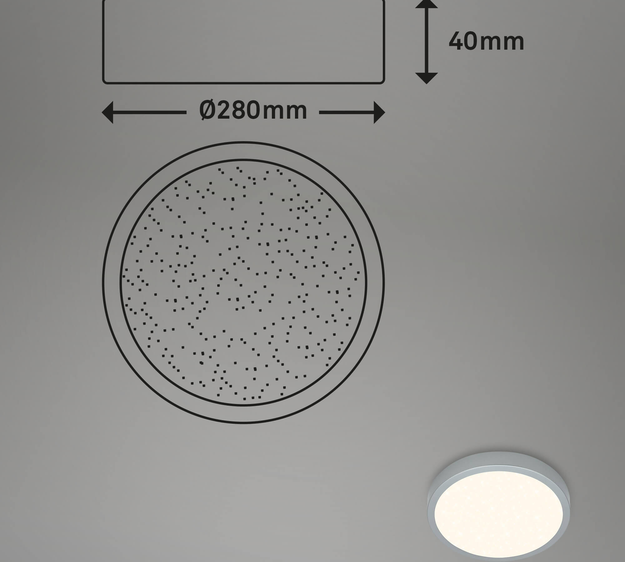 RUNA PLAFONIERA LED D.28 18W DIMM.M/P.ARGENTO