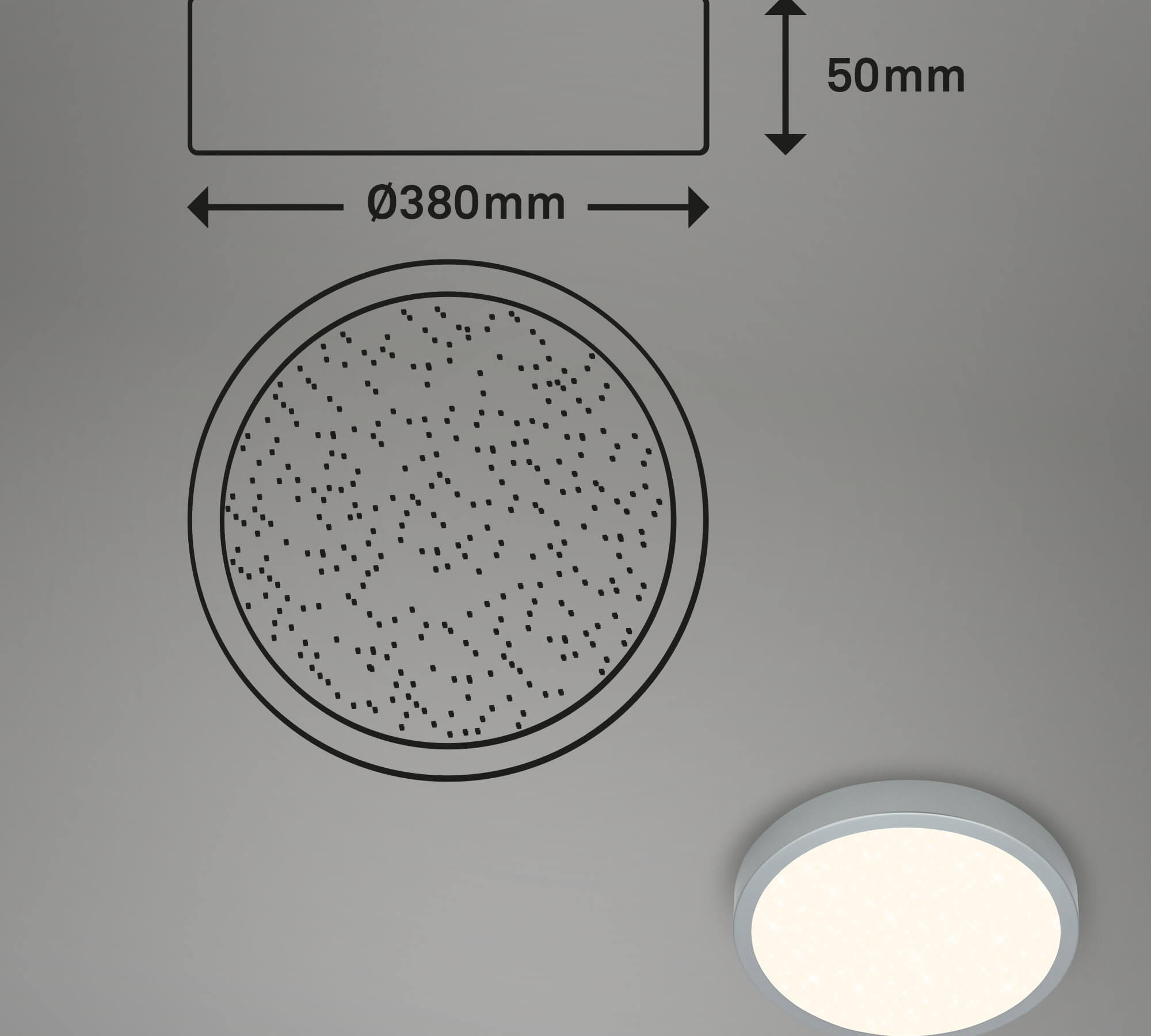 RUNA PLAFONIERA LED D.38 22W DIMM.M/P.ARGENTO