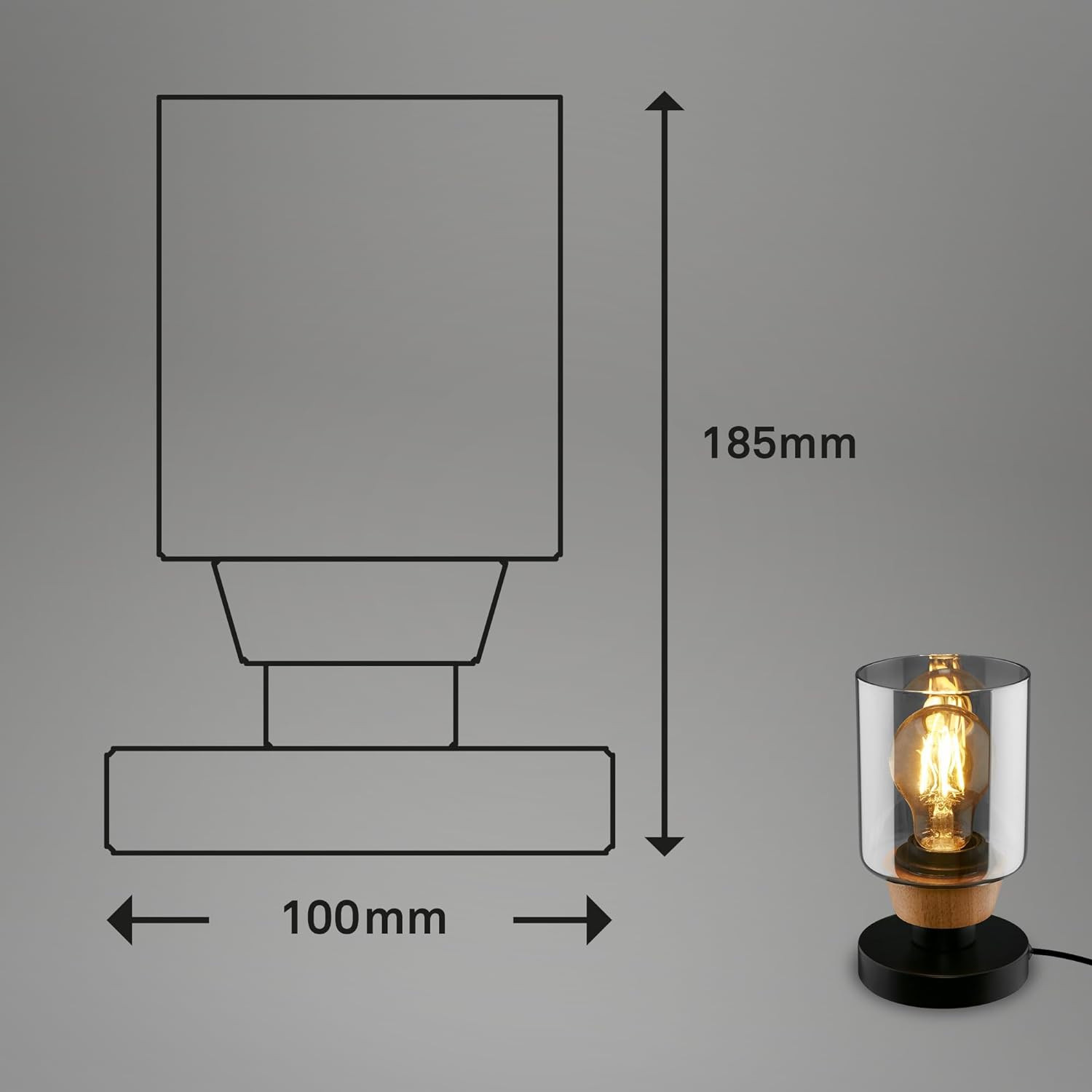 LAMPADA DA TAVOLO 1XE27 CM.18 10W FUMO NERO